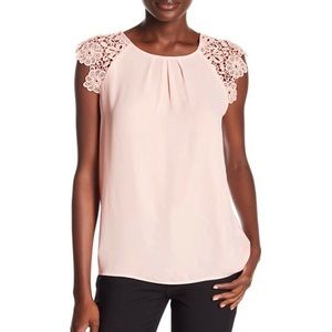 NWT Philosophy Pink Sleeveless Top with Lace Shoulders XS
